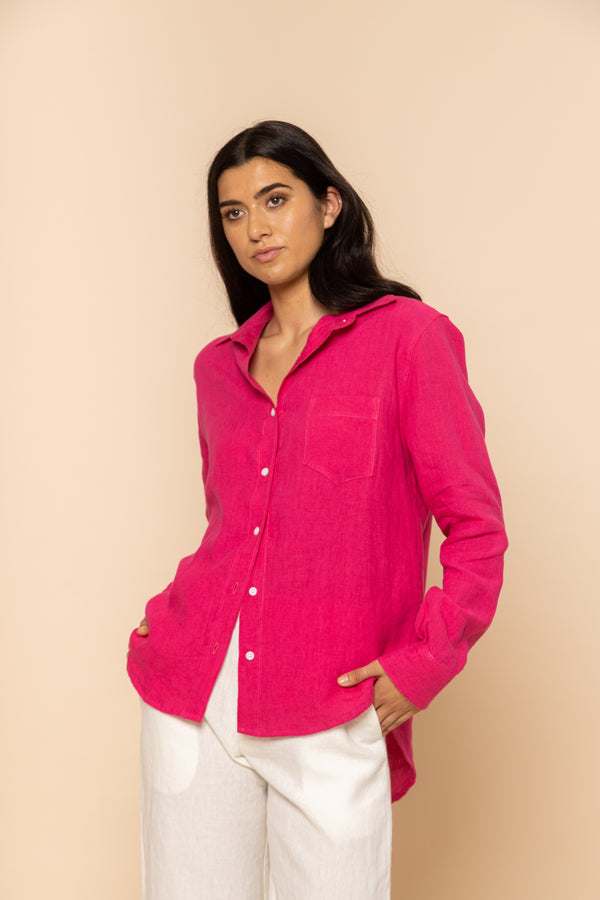 189.00 Coco Linen Shirt - Pink WillouNZ
