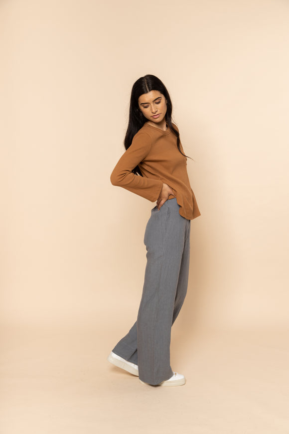 179.00 Lila Linen Pant - Pewter WillouNZ