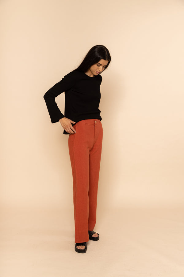 179.00 Lila Linen Pant - Rust WillouNZ